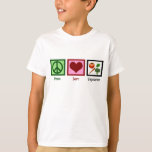 T-shirt Peace Love Enfants végétariens<br><div class="desc">Un mignon t-shirt pour enfants végétariens pour un enfant qui ne mange pas de viande. Peace Love tee végétarien pour enfants.</div>