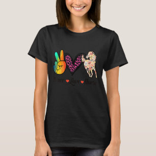 T-shirt Peace Love Et Cheval Floral Colorful équitation