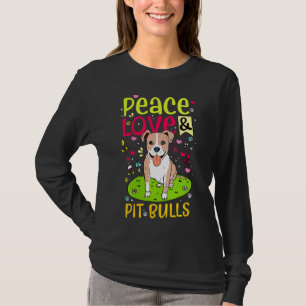 T-shirt Peace Love Et Pitbulls Colorful Pet Bully Secourt
