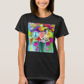 T-shirt Peace Love Et Poignées, Fleurs Design (Devant)