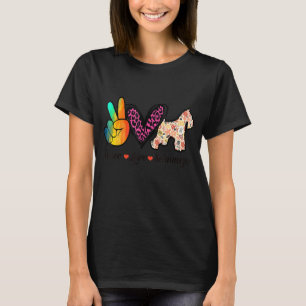 T-shirt Peace Love Et Schnauzer Floral Colorful Chien