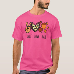 T-shirt Peace Love Fall Autumn Leopard Heart Pumkin Thank