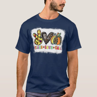 T-shirt Peace Love Fall Vibes Pumkin Saison Éffrayante