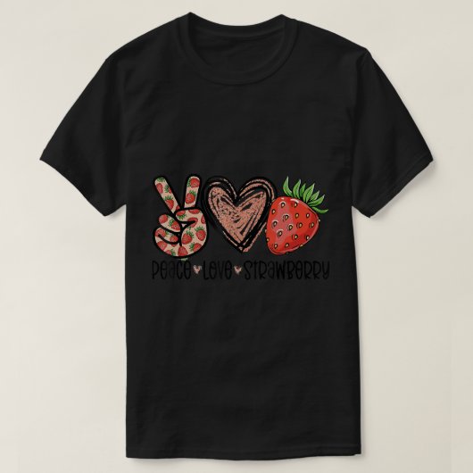 T-shirt Peace Love Farmer fraises Lover Be (Design devant)