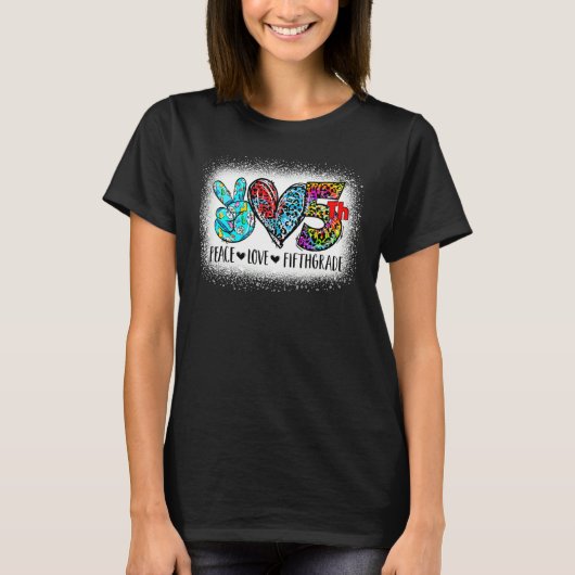 T-shirt Peace Love Fifth Grade Back To School Team 5th Gra (Devant)