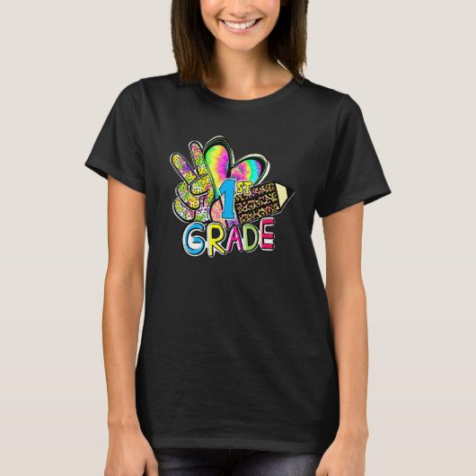 T-shirt Peace Love First Grade Grade Teacher Team 1st Grad (Devant)