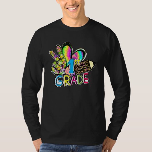 T-shirt Peace Love First Grade Grade Teacher Team 1st Grad (Devant)