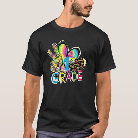 T-shirt Peace Love First Grade Grade Teacher Team 1st Grad (Devant)