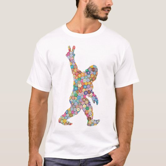 T-shirt Peace Love Floral Bigfoot (Devant)