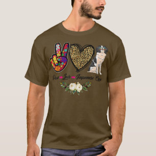 T-shirt Peace Love Floral Japonais Chin Maman Chien Maman