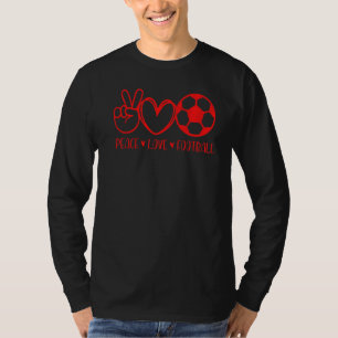 T-shirt Peace Love Football Jeu Jour Sports Maman Mère Sch
