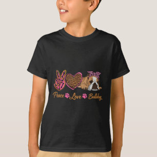 T-shirt Peace Love Français Bulldog Funny Chien Chien Chie