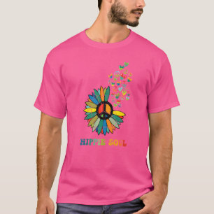 T-shirt Peace Love Freedom Hippie Soul 60s les années 70 C
