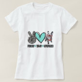 T-shirt Peace Love Frenchie Chien pour les hommes et les f (Design devant)