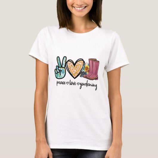 T-shirt Peace Love Gardening (Devant)