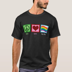T-shirt Peace Love Gay pride Parade drapeau arc-en-ciel