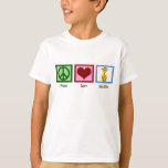 T-shirt Peace Love Giraffes Cute Giraffe Kids<br><div class="desc">T-shirt enfant Peace Love Giraffes. Joli signe de paix vert,  coeur rouge,  et girafe de dessin animé sur un tee-shirt pour enfants mignon pour un zoo ou un safari.</div>