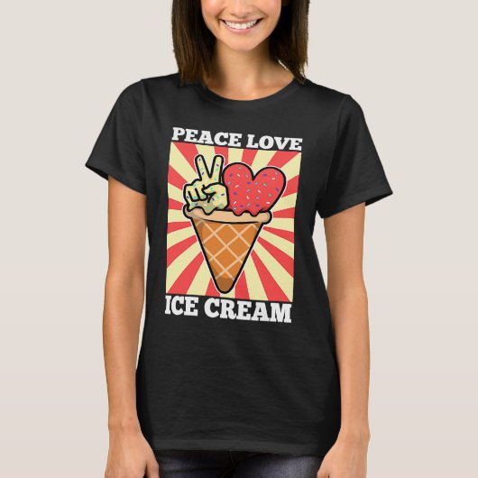 T-shirt Peace Love Glace Cream 5 (Devant)