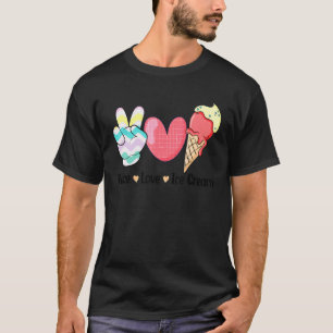T-shirt Peace Love Glace Cream mignonne pour les filles ga