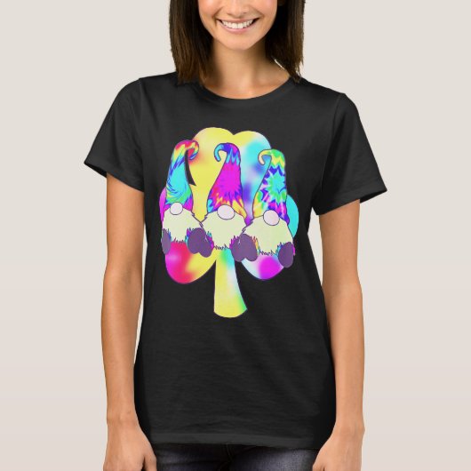 T-shirt Peace Love Gnome Arc-en-ciel Clover Hippie Gnome D (Devant)