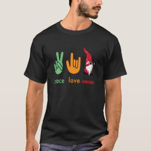 T-shirt Peace Love Gnome Family Pajama Signes main Dabbing