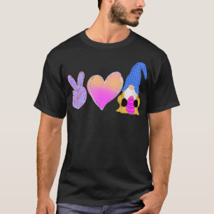 T-shirt Peace Love Gnome Holding Easter Egg Love Easter Gn