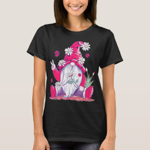 T-shirt Peace Love Gnome Lady Bugs Hippie Gnomes Daisées D