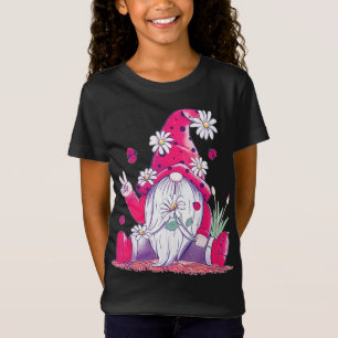 T-Shirt Peace Love Gnome Lady Bugs Hippie Gnomes Daisées D