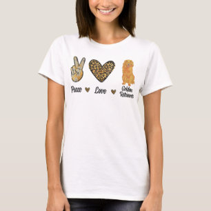 T-shirt Peace Love Golden Retriever Leopard Lover Chien Pu