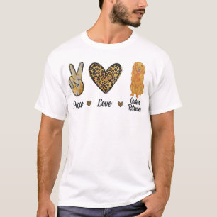 T-shirt Peace Love Golden Retriever Leopard Lover Chien Pu