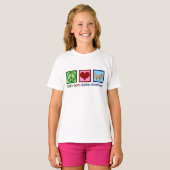 T-shirt Peace Love Golden Retrivers de mignons enfants (Devant entier)