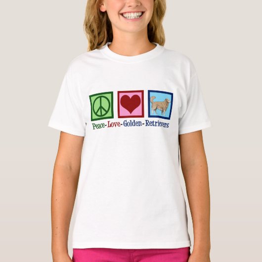 T-shirt Peace Love Golden Retrivers de mignons enfants (Devant)