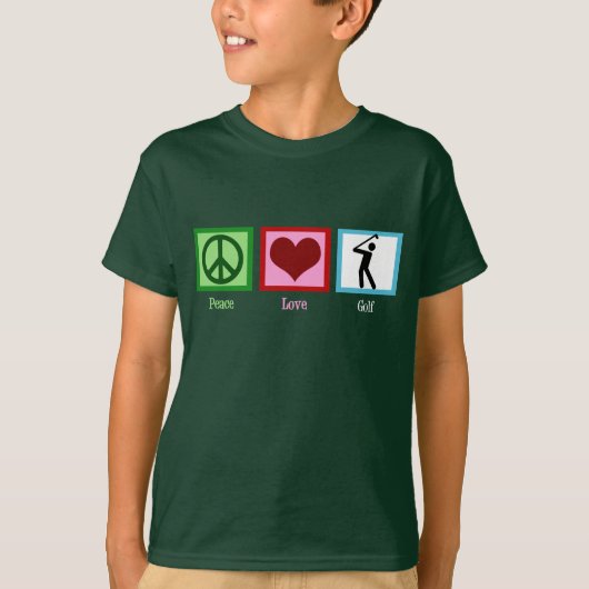 T-shirt Peace Love Golf Kids (Devant)