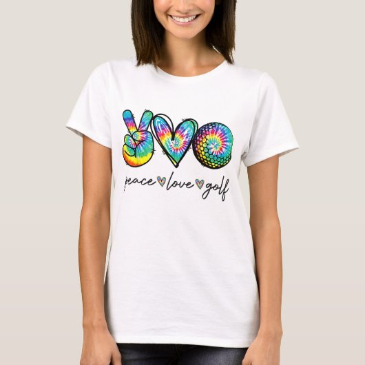 T-shirt Peace Love Golf Tie Dye Cute Golf Amateurs (Devant)