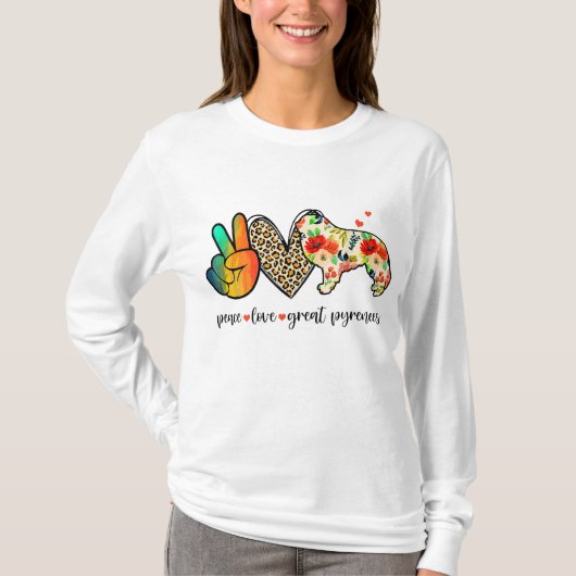T-shirt Peace Love Great Pyrenees Funny Pour Amoureux des  (Devant)