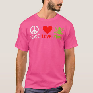 T-shirt Peace Love Grenouille Amant Amoureux Amant Citatio