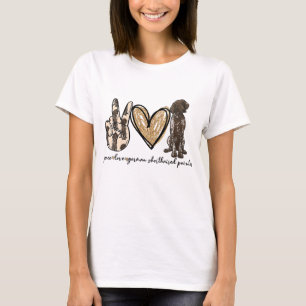 T-shirt Peace Love GSP Allemand Pointer Pointer Log