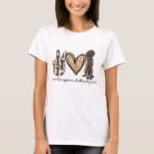 T-shirt Peace Love GSP Allemand Pointer Pointer Log (Devant)