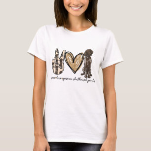T-shirt Peace Love GSP Allemand Pointer Pointer Log