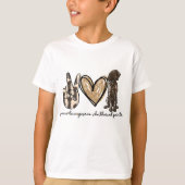 T-shirt Peace Love GSP Allemand Pointer Pointer Log (Devant)