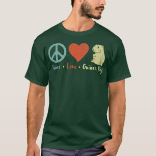 T-shirt Peace Love Guinea Pigs Lover Wheek Retro Premium 4