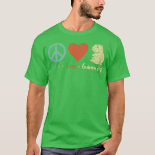 T-shirt Peace Love Guinée Cochons Lover Wheek Retro