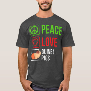 T-shirt Peace Love Guinée Pigs Pet Cute Guinée Pig Animal