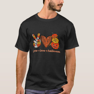 T-shirt Peace Love Halloween Crewneck Halloween COTUSME FO