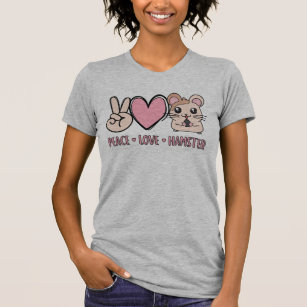 T-shirt Peace Love Hamster Funny mignon Hamster Lover Cade