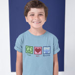 T-shirt Peace Love Hanoukka Kids<br><div class="desc">T-shirt enfant Peace Love Hanoukka pour un enfant juif qui aime célébrer Chanukah. Un joli signe de paix,  un coeur,  et une belle menorah.</div>