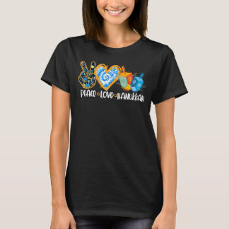 T-shirt Peace Love Hanoukka Leopard Hanoukka Menorah Jewi