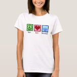 T-shirt Peace Love Hanoukka Menorah Cute Femmes<br><div class="desc">Peace Love Un t-shirt féminin Hanoukka pour un ami juif qui aime célébrer Chanukah. Un joli signe de paix,  un coeur,  et une belle menorah.</div>