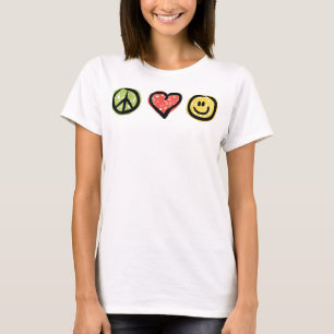 T-shirt Peace Love Happiness Symboles de message positif