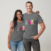 T-shirt Peace Love Happy Easter Gnomes Hug Eggs Chasse Fu (Unisexe)